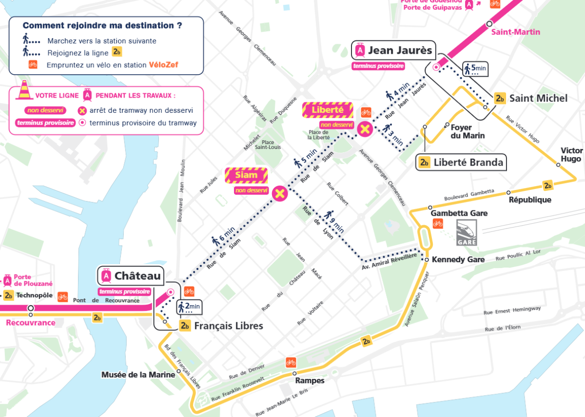 Plan de report des lignes Bibus du 7 juillet au 29 aout